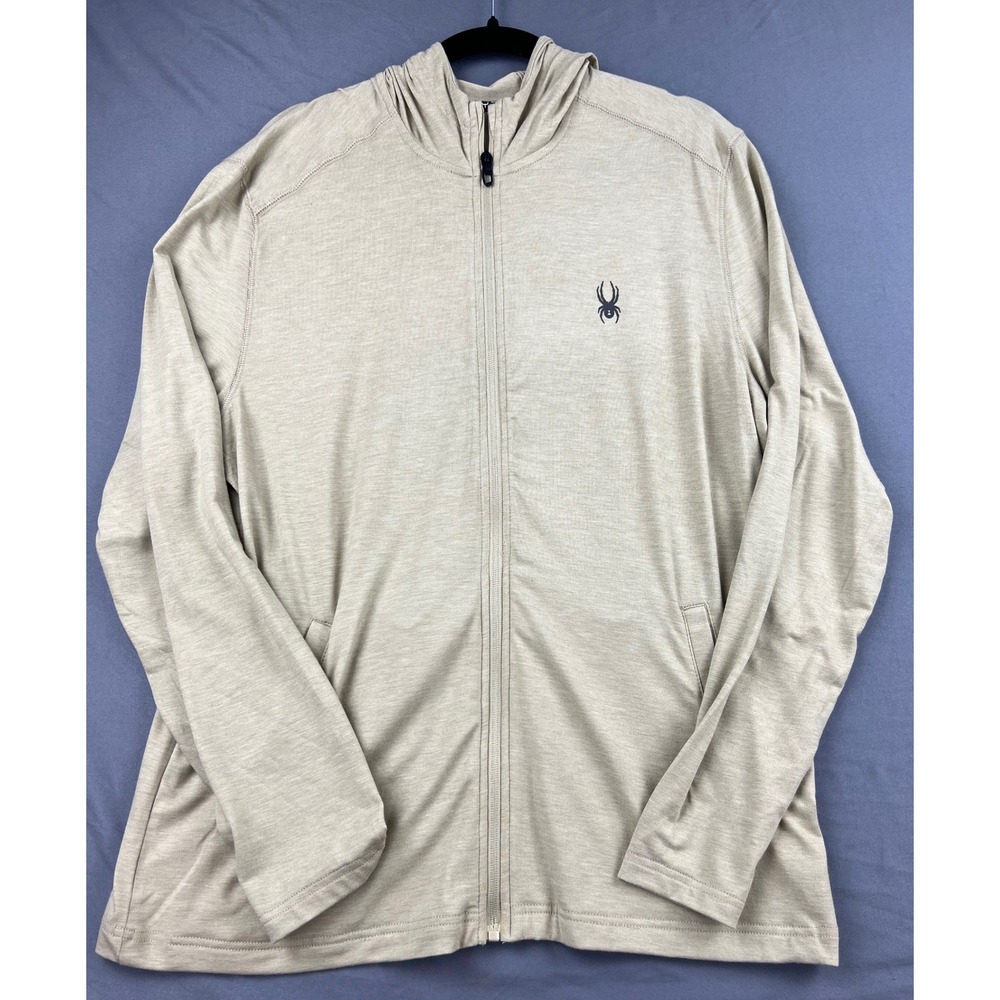 Spyder Full Zip Hoodie Mens Large SMK095 Khaki Heather Active Jacket NWT